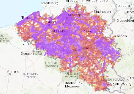 Carte de couverture des réseaux mobile